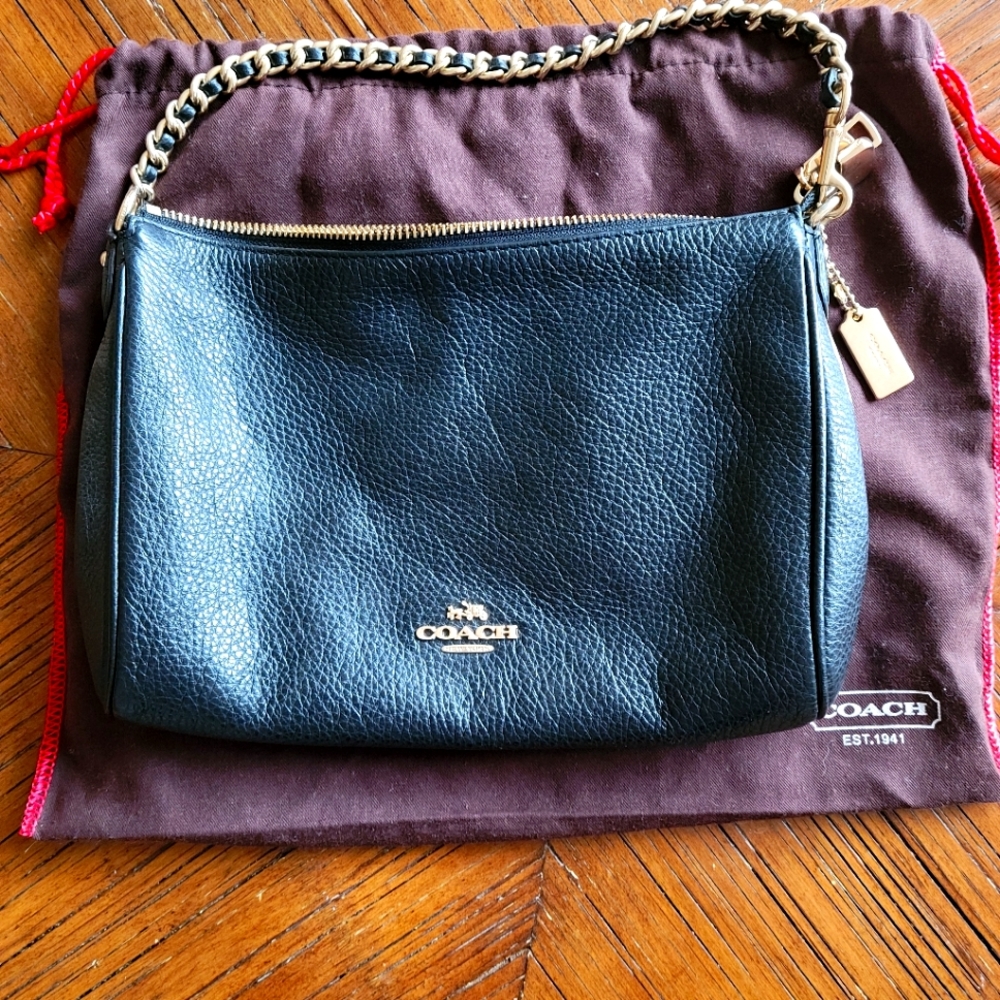 Coach small black leather purse
